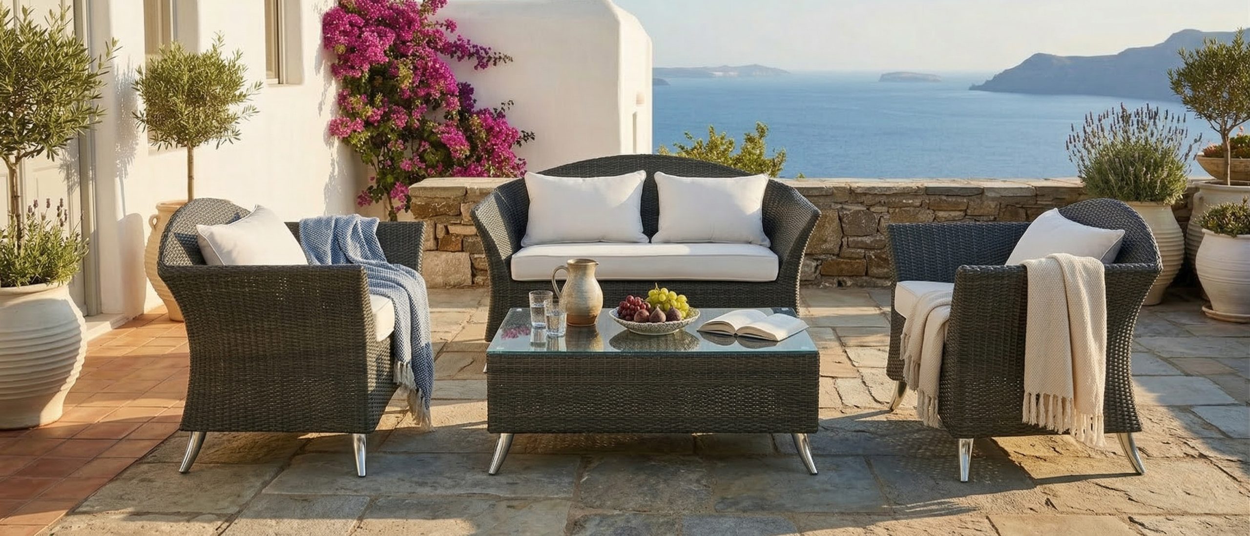 Σαλόνι αλουμινίου-ράταν σετ τεσσάρων τεμαχίων - Image 2