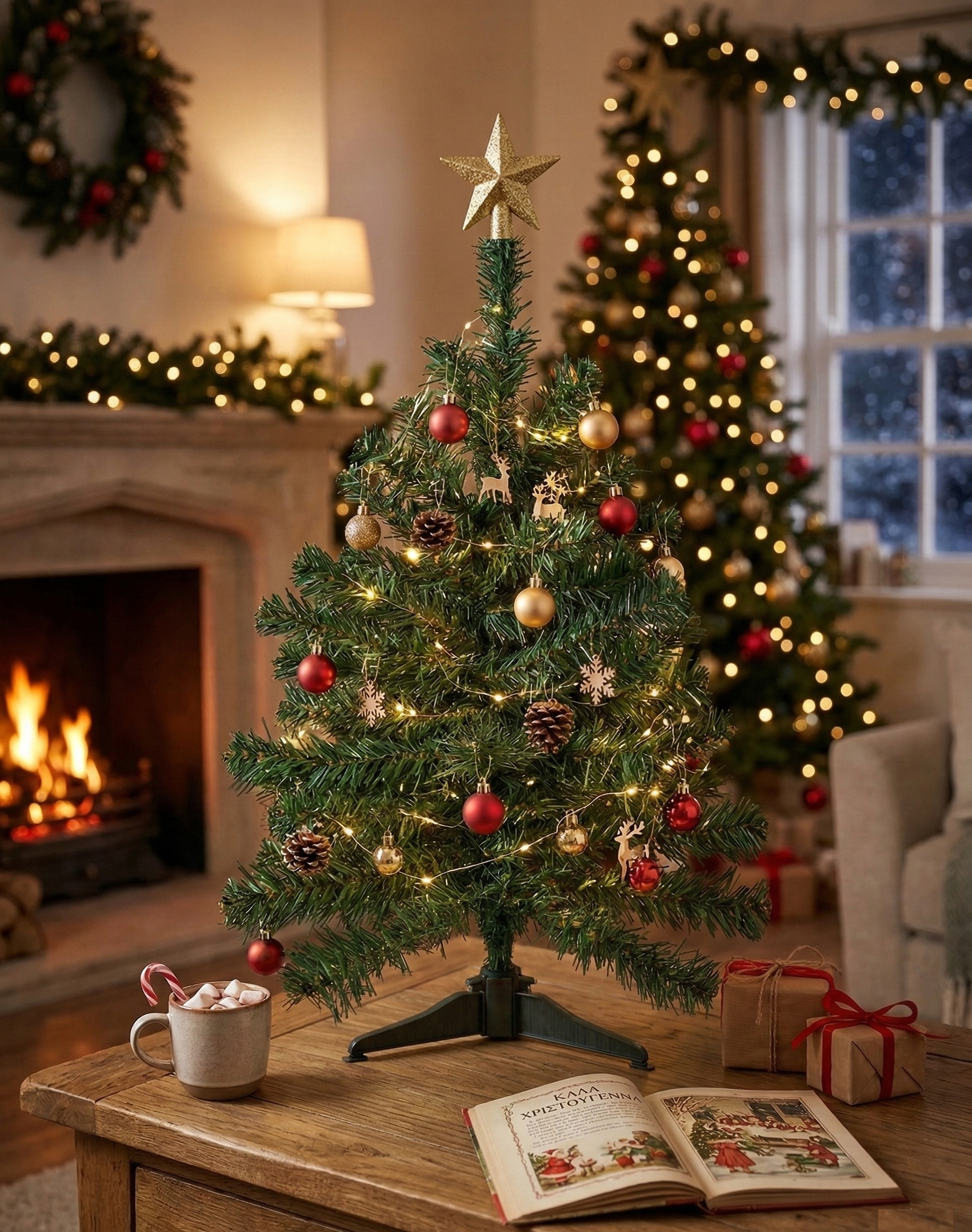 Χριστουγεννιάτικο δεντράκι επιτραπέζιο σε παραδοσιακή γραμμή ύψους 60cm - Image 2