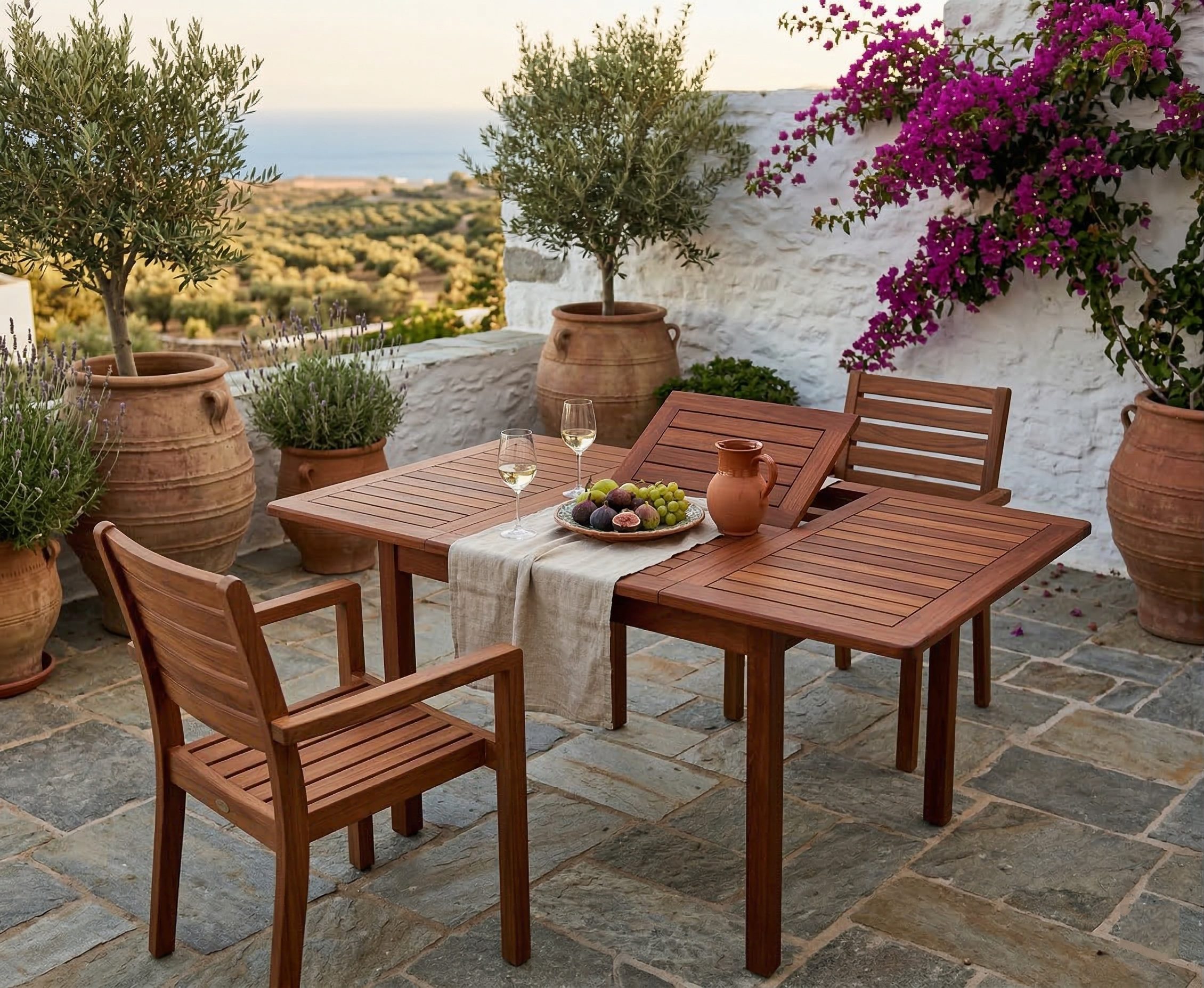 Επεκτεινόμενο Ορθογώνιο Τραπέζι Κήπου από Ξύλο Keruing (80+40x80cm*72) - Image 2